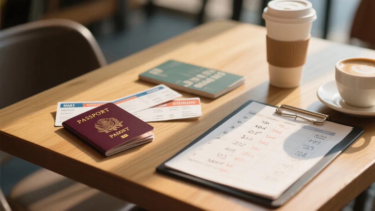 旅途中在咖啡馆摊开赛程与预算表，做存钱倒推规划